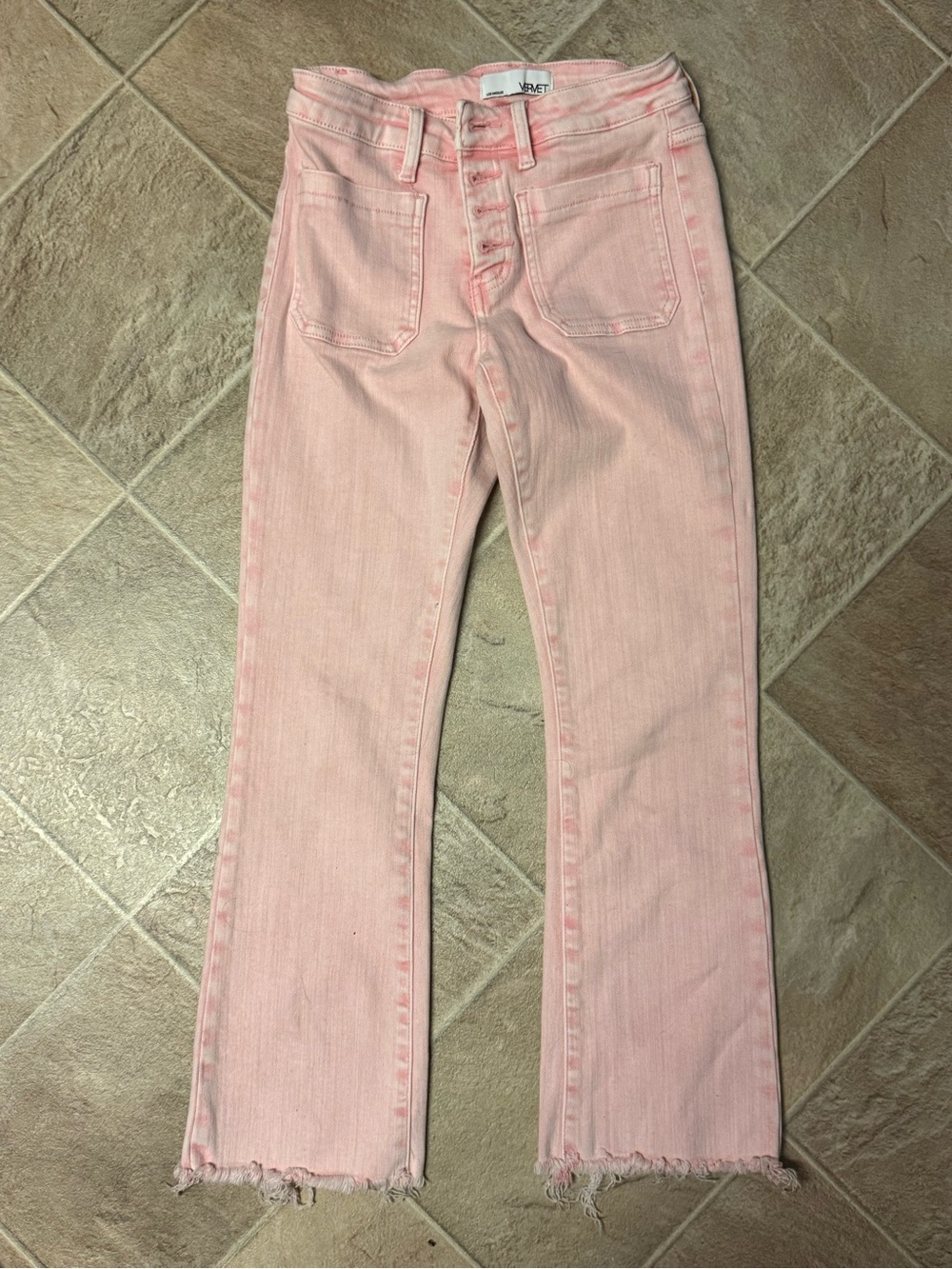 WILFRED Pink High-Rise Ankle Crop Jeans with Frayed Hem